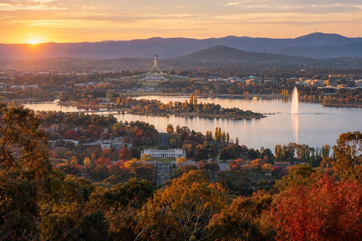 Canberra : le lac Burley Griffin et le Parlement