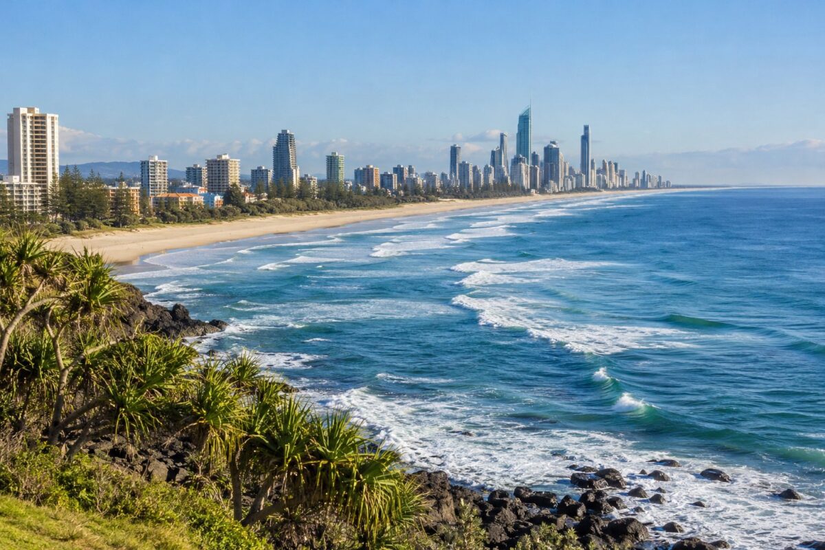 Gold Coast : la plage de Surfers Paradise et ses tours
