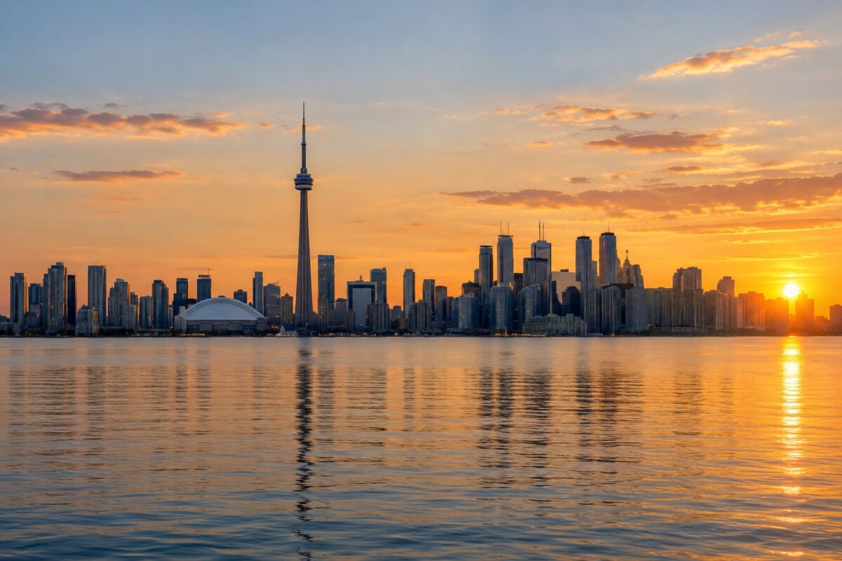 Toronto : la tour CN et le centre-ville depuis les îles