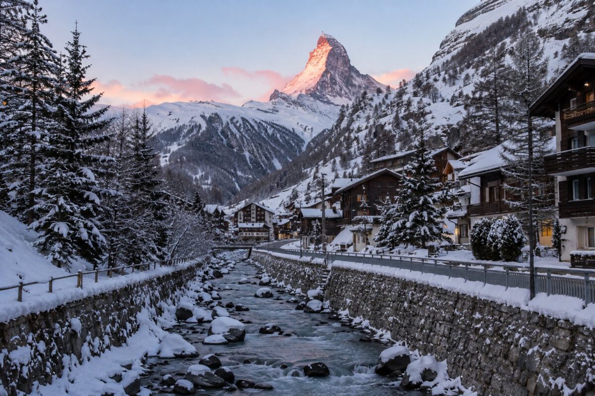 Zermatt : le Cervin au-dessus du village