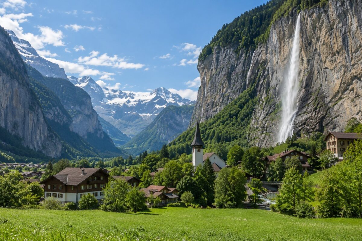 La vallée de Lauterbrunnen et la chute du Staubbach