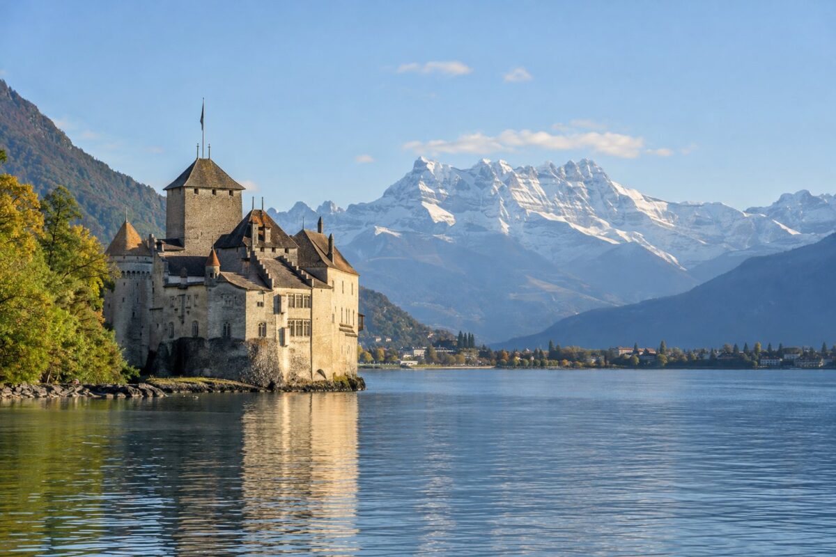 Le château de Chillon au bord du Léman, près de Montreux