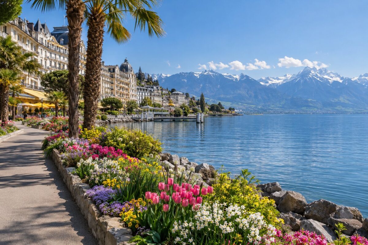 Montreux : les quais fleuris le long du lac
