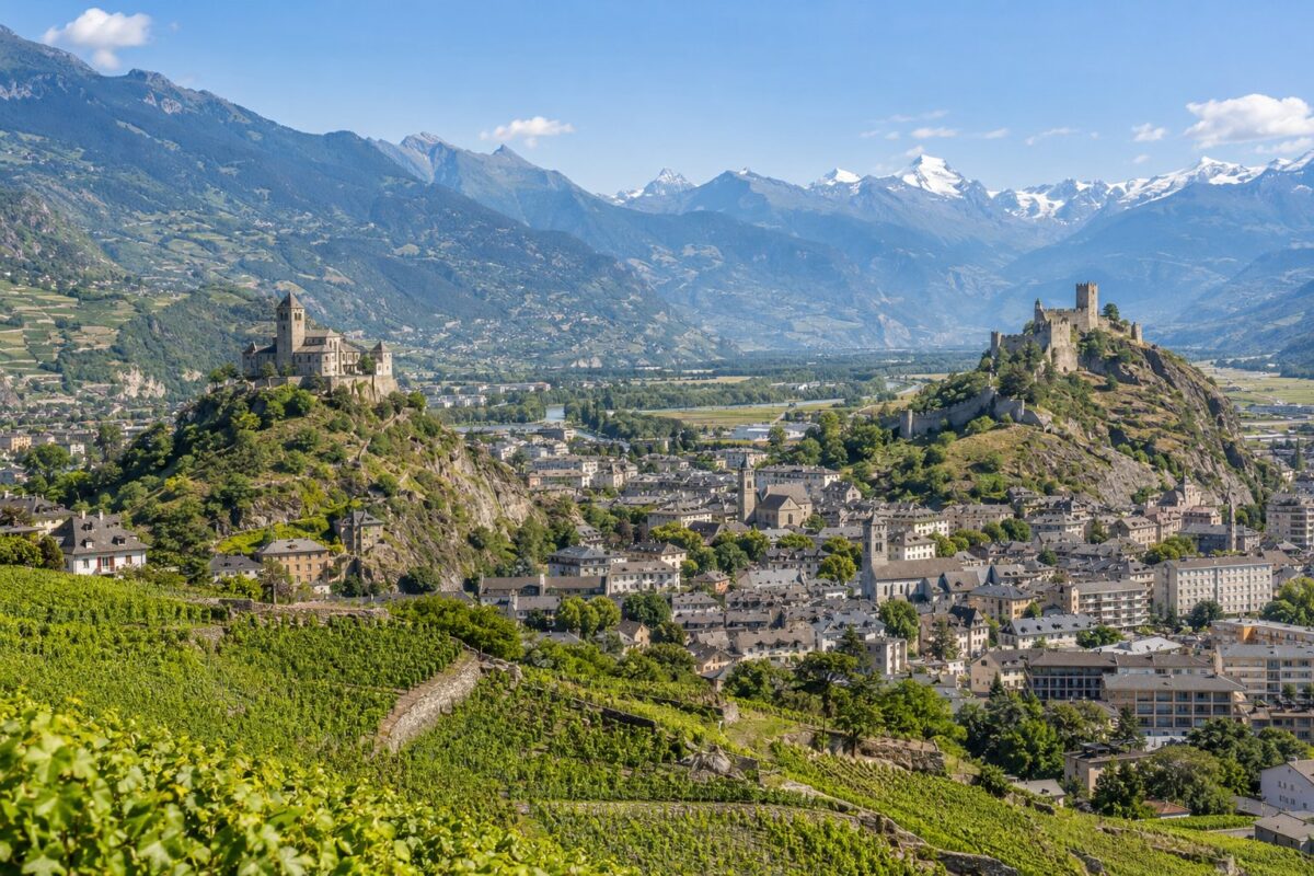 Sion : les collines de Valère et Tourbillon au-dessus de la ville
