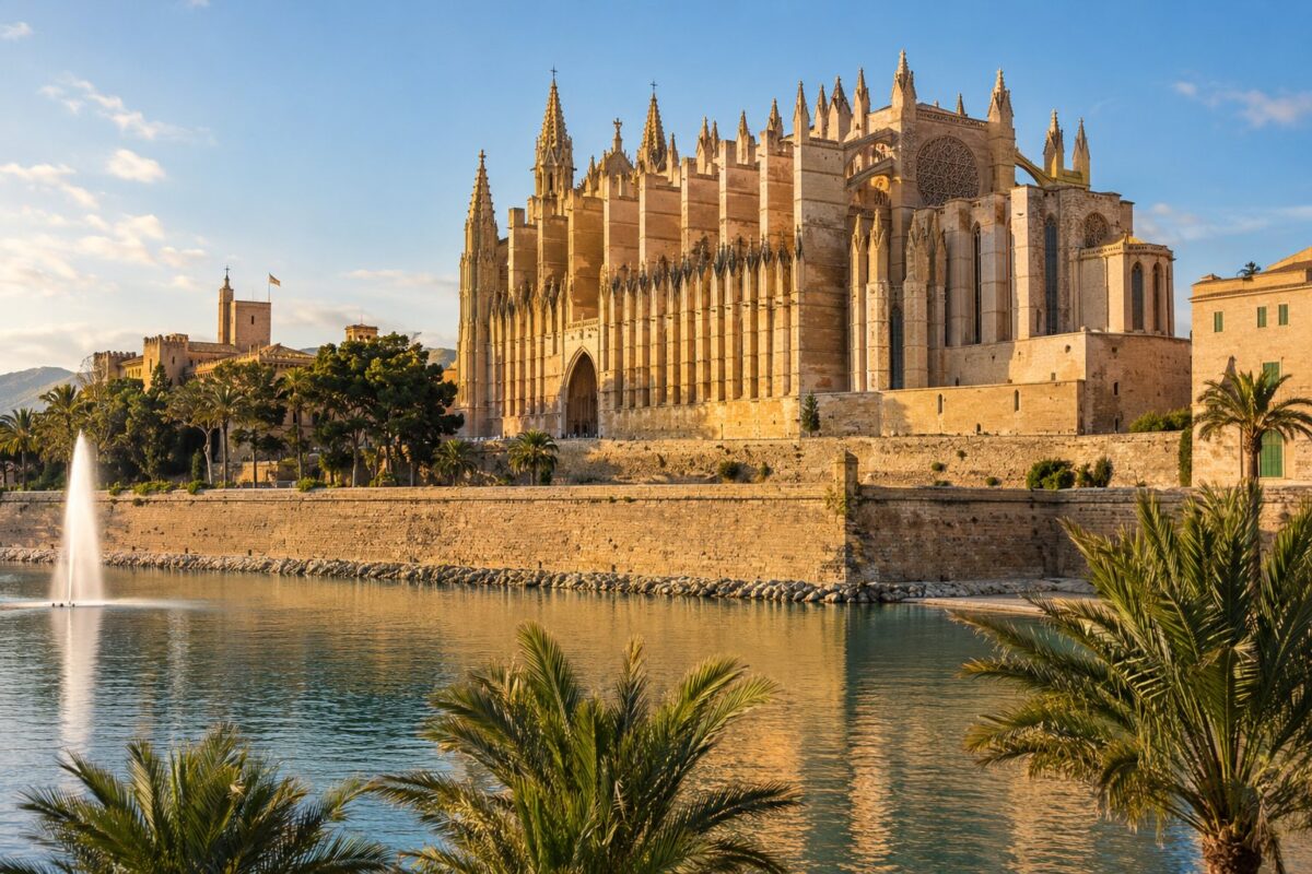 Palma de Majorque : la cathédrale de la Seu au-dessus de la mer