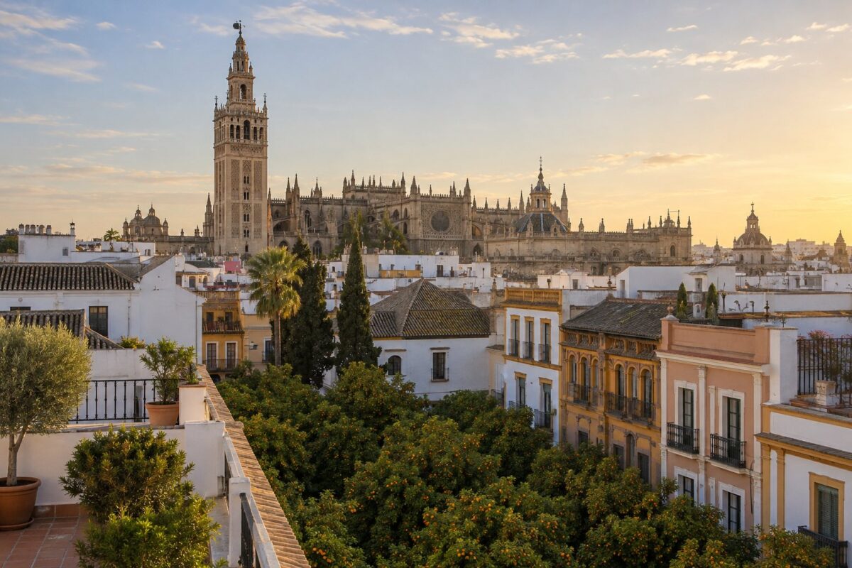 Séville : la Giralda et la cathédrale depuis les toits