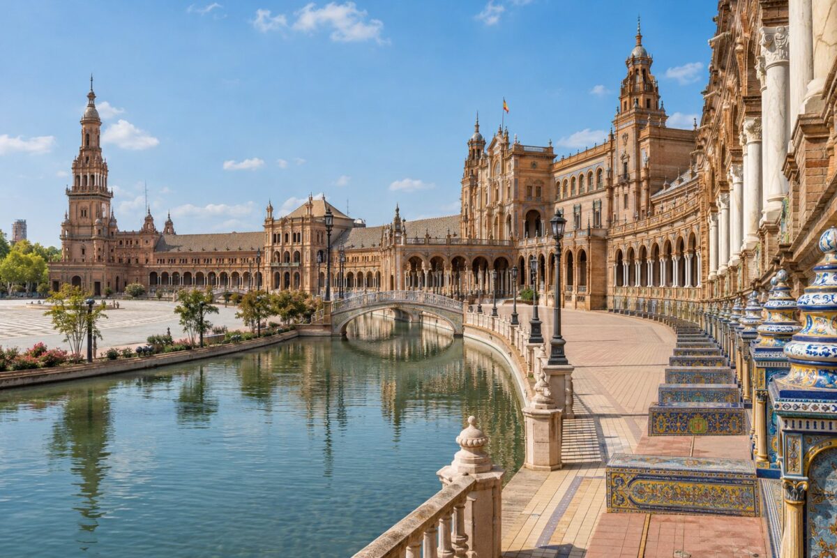 Séville : la place d'Espagne et ses ponts de céramique