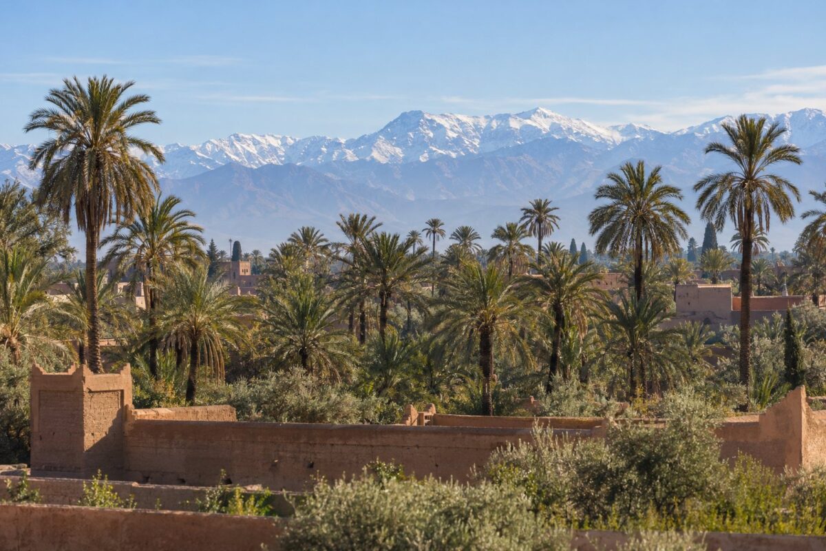 Marrakech : la palmeraie et l'Atlas enneigé