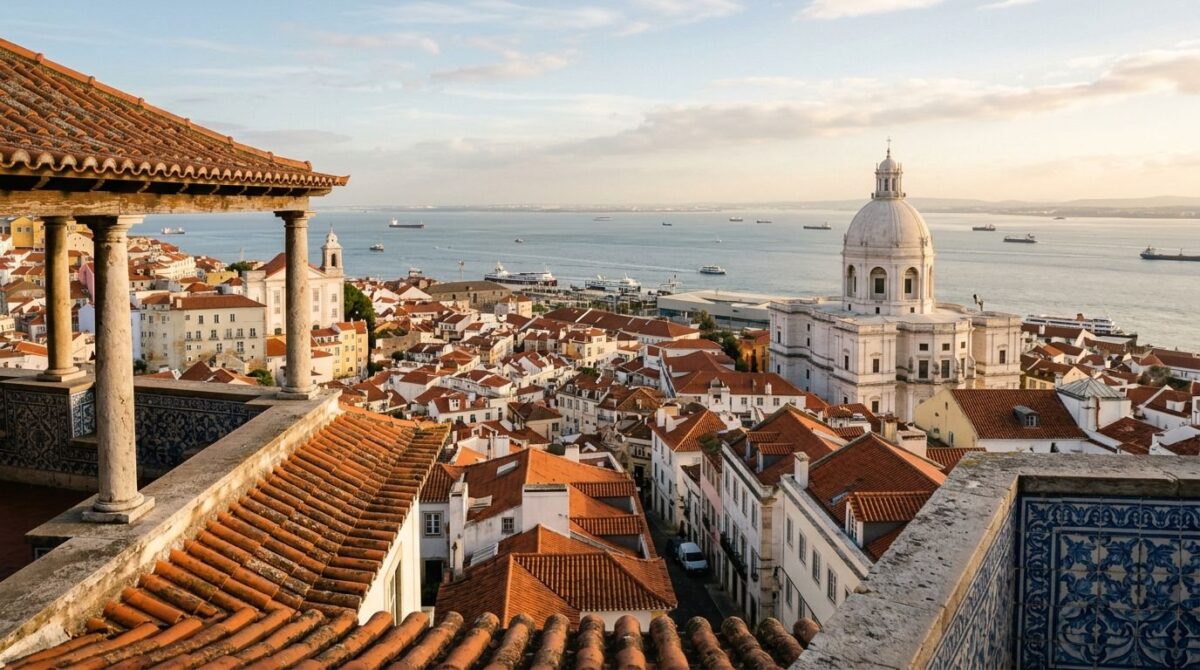 Lisbonne : l'Alfama et le Tage depuis le miradouro de Santa Luzia